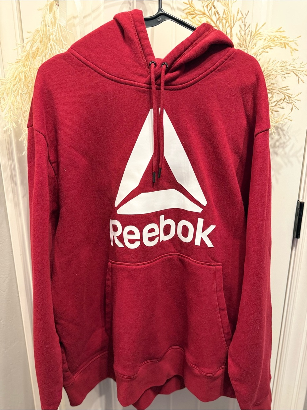 Reebok Men’s Red Crewneck Hoodie with White Logo